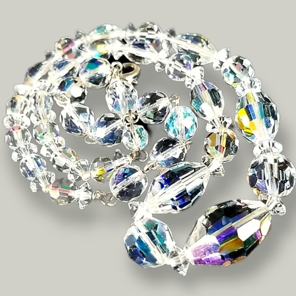 Repurposed Hand Crafted Vintage 1950s Crystal Bead Necklace Assemblage - Picture 2 of 16